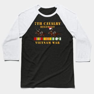 7th Cavalry Regiment - Vietnam War wt 2 Cav Riders and VN SVC Baseball T-Shirt